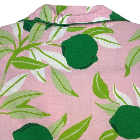 Printfresh Organic Cotton Pink Green Lime Print Long Sleeve Pajama Top Small - Picture 5 of 8